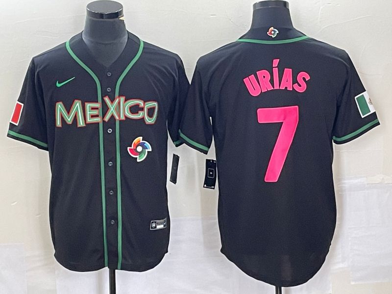 Men 2023 World Cub Mexico #7 Urias Black pink Nike MLB Jersey45